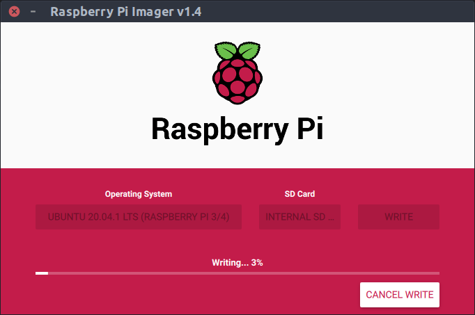 rpi imager write screen