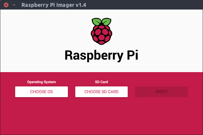 rpi imager start screen